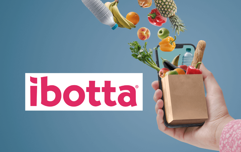 ibotta logo and grocery shopping online