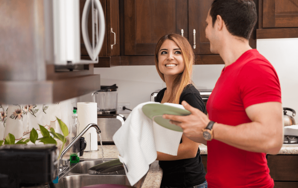 Cleaning the dishes